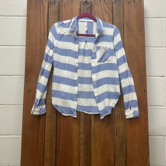 Girl Krazy size small blue and white striped top - Picture 2 of 8